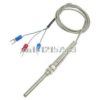 Liquid Measuring 50mm x 5mm PT100 Type Earth Thermocouple Probe 1 Meter 3.3ft