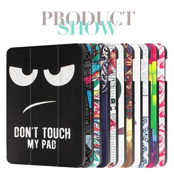 For Samsung Galaxy Tab A 10.1 T585 T580 T580N Tablet funda cases Color Painted PU Leather Case Flip Cover Shell + Film + Pen