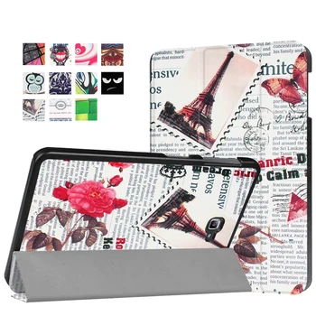 For Samsung Galaxy Tab A 10.1 T585 T580 T580N Tablet funda cases Color Painted PU Leather Case Flip Cover Shell + Film + Pen