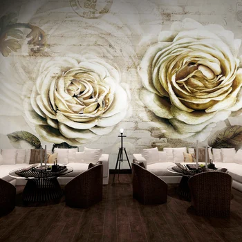 3d golden flower wallpaper bar restaurant cafe mural European style retro nostalgia wallpaper