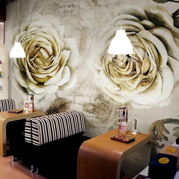 3d golden flower wallpaper bar restaurant cafe mural European style retro nostalgia wallpaper