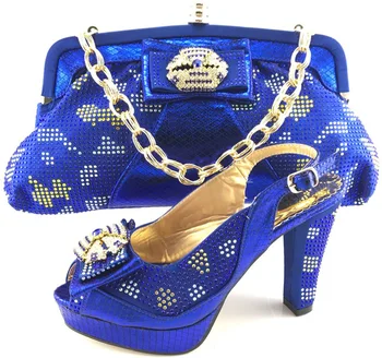 Fashion Italian Design Shoes With Matching Bags Sets With Stones High Heels African Shoes And Bag Sets For Wedding ME6609