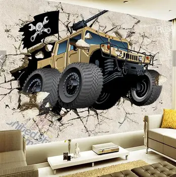 3D personalized car wallpaper sofa TV background wall children room kindergarten playground wallpaper mural