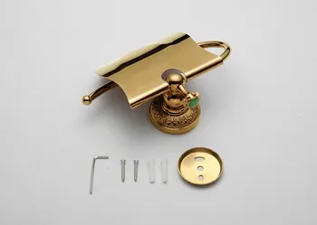 Bathroom accessories golden brass paper holder with stone coper paper shelf rack toilet roll holder wall paper hanger