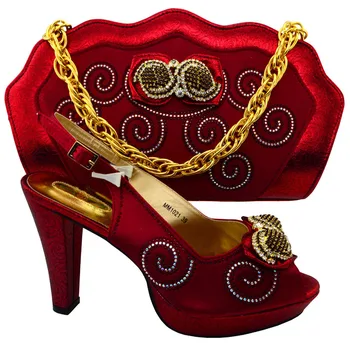 African Shoe and Bag Set for Party In Women Beautiful Designs Heel Height 11.5cm Italian Matching Shoe and Bag Set MM10121