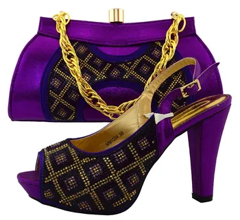 Fuchsia Color African Shoe And Bag Set For Party In Women African Wedding Shoe And Bag Sets Summer Fashion MM1024