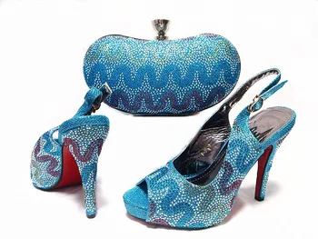 Charming African Women Shoe And Bags With Stones Decoration Top Quality Fashion Italian Matching Pumps Shoes And Bags Size 38-42