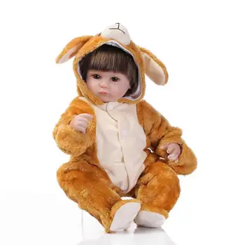 Cute 17'' Reborn Dolls Wear Cartoon Cloth Soft Baby Alive Doll Baby Toys with Free Magnet Pacifier Kits Birthday Xmas Gifts