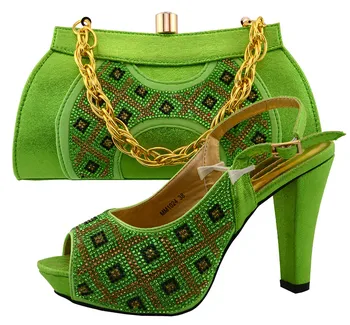 Nigeria Wedding Shoes Italian Shoes And Bags Set To Match African Shoe And Matching Bag Set With Stones MM1024