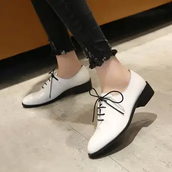 2017 New Fashion Large Size 34-42 Lace Up Round Toe Party Low Heel Women Pumps Wholesale Thick Heel Sweet Classic Lady Shoes 09