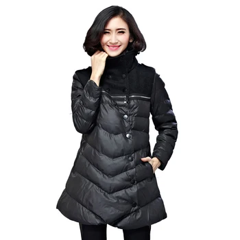 XL-5XL Plus Size Women Parka Outerwear 2016 Winter Wadded Thick Warm Coat Female Casual Cotton-padded Long Black Overcoat D9018
