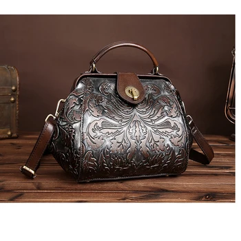 2017 new new leather handbag handbag shoulder bag head layer cowhide hand embossed rubbing simple fashion shoulder bag