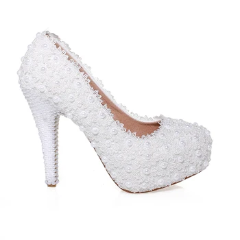 New fashion women wedding shoes high heels Mary Janes Beading Slip-On pumps Round Toe Party Spring/Autumn Pigskin Elegant pumps