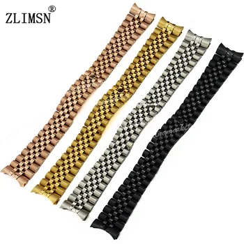 ZLIMSN Watchbands Solid 316L Stainless Steel With Curved End Silver/ Black/ Gold/ Rose Gold