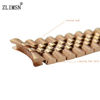 ZLIMSN Watchbands Solid 316L Stainless Steel With Curved End Silver/ Black/ Gold/ Rose Gold