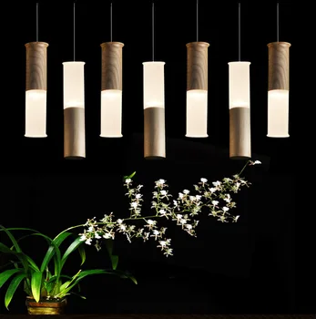 LOFT American Country Style Pendant Light Wood Acrylic Pendant Lamp Led Lighting Fixtures For Home Decoration WPL006