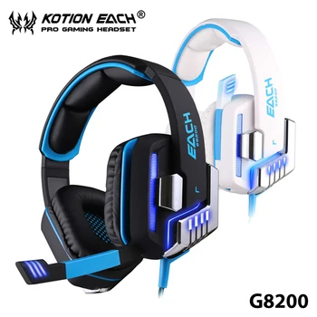 G8200 Gaming Headphone LED Earphone Black+Retractable Mic Heavy Bass