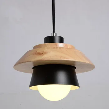 Modern Pendant Lights Wooden+Metal Black/White Pendant Lamps For Restaurant/Bar Luminaire Pendientes Home Decoration WPL016