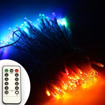 5pcs/lot Remote Control 33Ft 100 leds Warm / White / RGB String Lights PVC Wire Battery Powered 8 Modes Waterproof