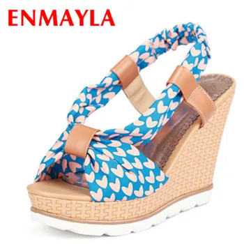 ENMAYLA Big Size 43 Bohemia Sandals Women Wedges High Heels Sandals Design Sexy Summer Dress Shoes Woman Chic Platform Sandals