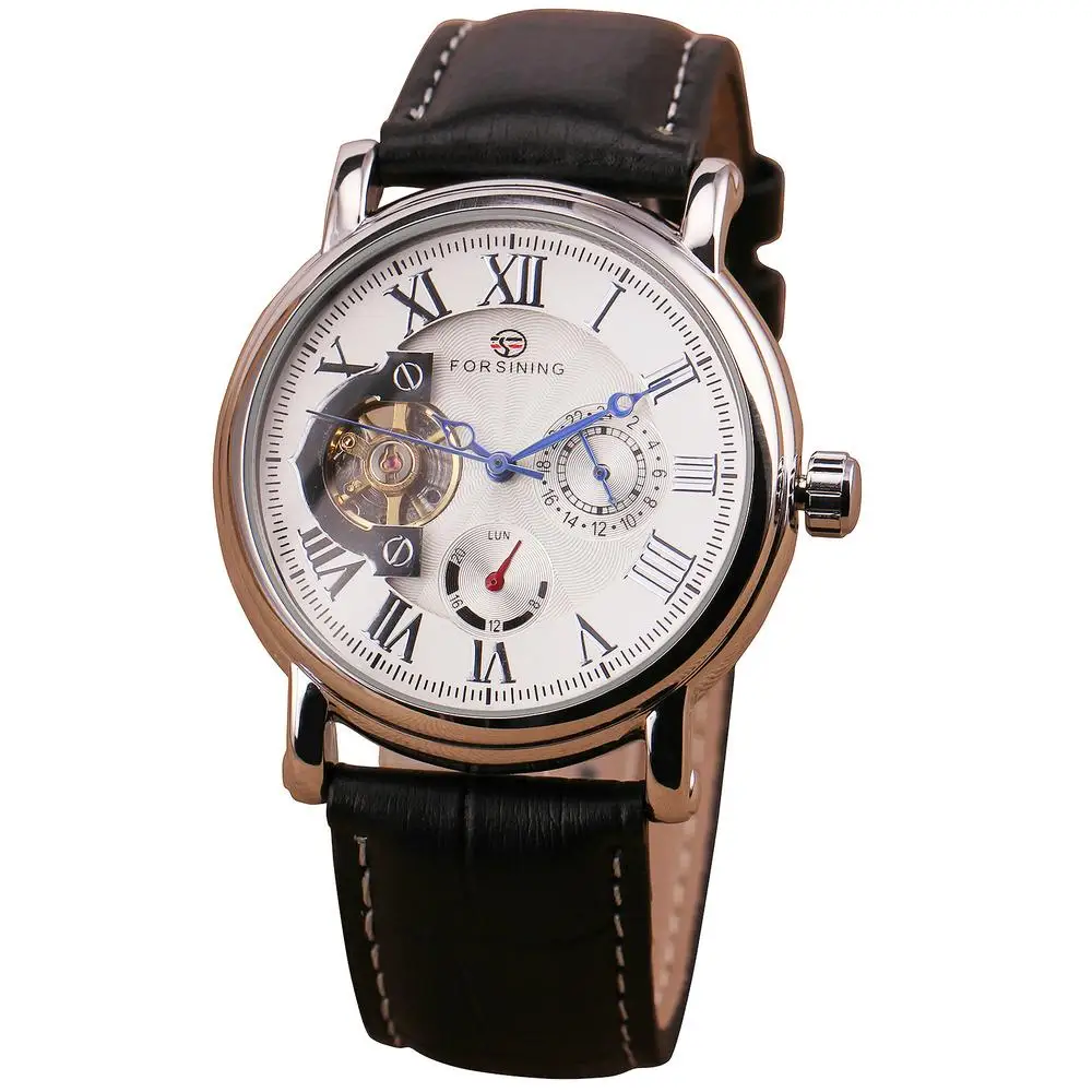 NEW Antique Complex 6 Hand 3 Sub-dial Tourbillon Men's Automatic Mechanical Wristwatch Genuine Leather Strap FREE GIFT WATCH BOX