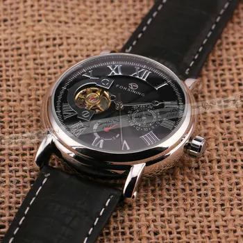 NEW Antique Complex 6 Hand 3 Sub-dial Tourbillon Men's Automatic Mechanical Wristwatch Genuine Leather Strap FREE GIFT WATCH BOX