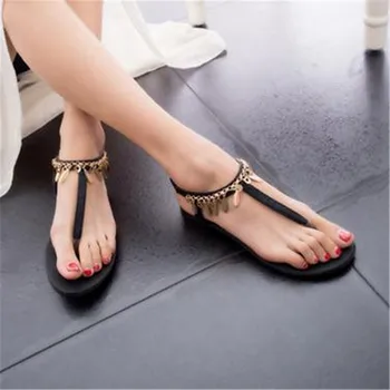 2017 summer models new European and American Roman style beaded sequins Bohemia fashion casual configuration female sandal