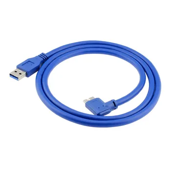 Micro USB 3.0 Connector Data Cable 90 Degree AM / MicroB Adapter Cord 1m 3FT Blue For External Micro-B HDD Case EM88