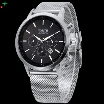 NORTH 2016 Luxury Brand Watch Men Casual Wristwatch Full Steel Military Sport Relogios Masculinos Business Quartz Watches XFCS