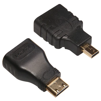 Mini HDMI Male to HDMI Female + Micro to HDMI Adapter Connector For HDTV