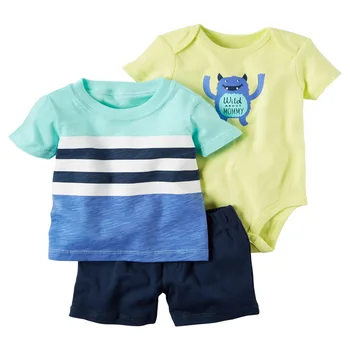 Hot! Teamsters baby boy & girl clothing set short T-shirt + shorts or + romper 3 pcs Set baby clothes