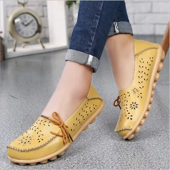 15 Colors Spring Women Genuine Leather Flat Gommino Moccasin Loafers Casual Ladies Slip On Cow Driving Fashion Ballet Boat Shoes