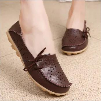 15 Colors Spring Women Genuine Leather Flat Gommino Moccasin Loafers Casual Ladies Slip On Cow Driving Fashion Ballet Boat Shoes