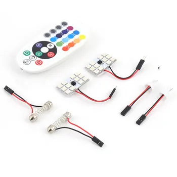 1 Set Professional RGB Colorful Wireless Control 12 SMD 5050 LED Light Panel Board Car Dome Interior Reading Lamp Light