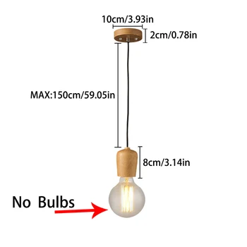 Modern Wood Pendant Lights Vintage Cord Pendant Lamp Hanging Light Fixture Black Wire Edison E27 Bulb Suspension luminaire