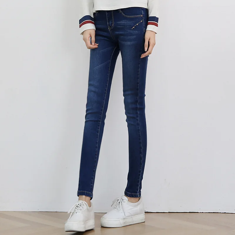 In the spring of 2016 New South Korea shot mode only jeans female students show thin elastic pencil pants pants