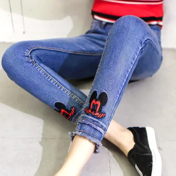 The new spring and summer 2016 skinny jeans stretch tight Korean female student pencil pants nine slim denim