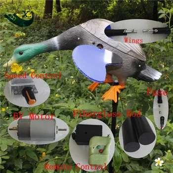 Turkey Outdoor Hunting Duck Decoy Remote Control 6V Plastic Green Head Decoy Duck Motor Decoy With Magnet Spinning Wings
