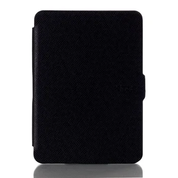 Ultra Slim eBook Case For Amazon Kindle Voyage Magnet Flip Cover PU Leather Cross Lines Ereader Cases Wake Sleep