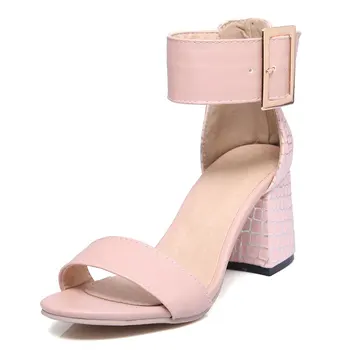 SGESVIER woman sandals plus size 34-46 big metal buckle decorated Euro style ankle buckle elegant woman sandals VV480