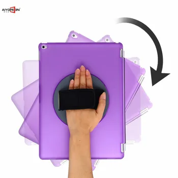 For ipad pro 12.9 case,aiyopeen handheld 360 degree rotating cover 3-fold pu leather smart wake up sleep +hard pc back