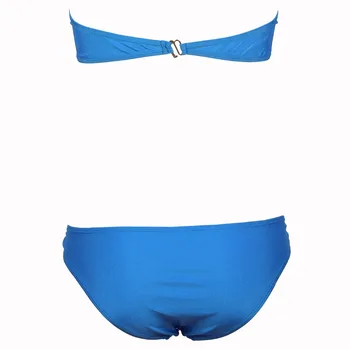 LUMIER Sexy Women 2 Piece Swimsuits with Metal Ring Strapless Bikini Set Solid Separate Swimwear Multiple Colors W399432