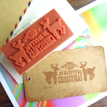New 20psc Lovely Merry Christmas Design with Deers Wooden Stamp, DIY Gift Stamp, Holiday Decoration Stamp Tool