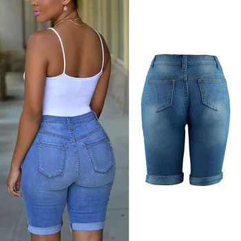 Summer 2017 High Waist Shorts Women Denim Shorts Streetwear Ripped Jeans Short Hole Worn Casual Vintage Women Shorts X2