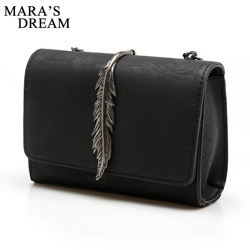 Mara's Dream 2017 Leaves Decorated Mini Flap Bag Suede PU Leather Solid Color Small Women Shoulder Bag Chain Messenger Bag
