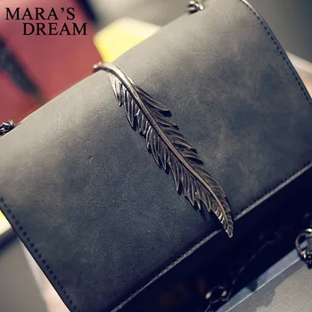 Mara's Dream 2017 Leaves Decorated Mini Flap Bag Suede PU Leather Solid Color Small Women Shoulder Bag Chain Messenger Bag