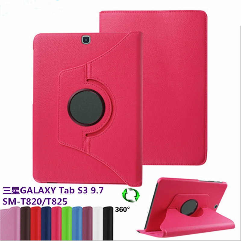 For Samsung Galaxy Tab S3 9.7 PU Leathe 360 Rotating cover case for Samsung Galaxy Tab S3 9.7 SM-T820 SM-T825+stylus+film