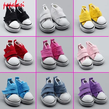 1Pair shoes 5cm Fashion Denim Canvas Mini Toy Shoes For Tilda 1/6 Bjd Snickers Doll Accessories