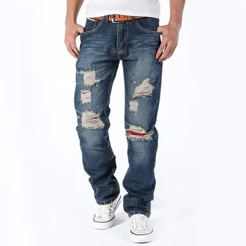 Version fear of good men Selvedge zipper destroyed skinny slim fit justin bieber Vintage ripped blue denim jeans