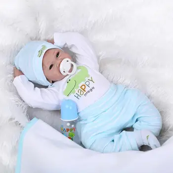 Handmade Reborn Baby Doll 22 Inch 55 cm Soft Silicone Baby Girl Smiling Newborn Dolls Children Birthhday Xmas Gift